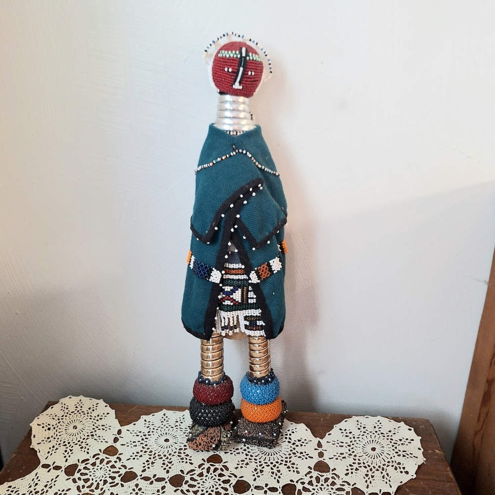 Vintage Handmade Ndebele Ceremonial Doll From South Africa